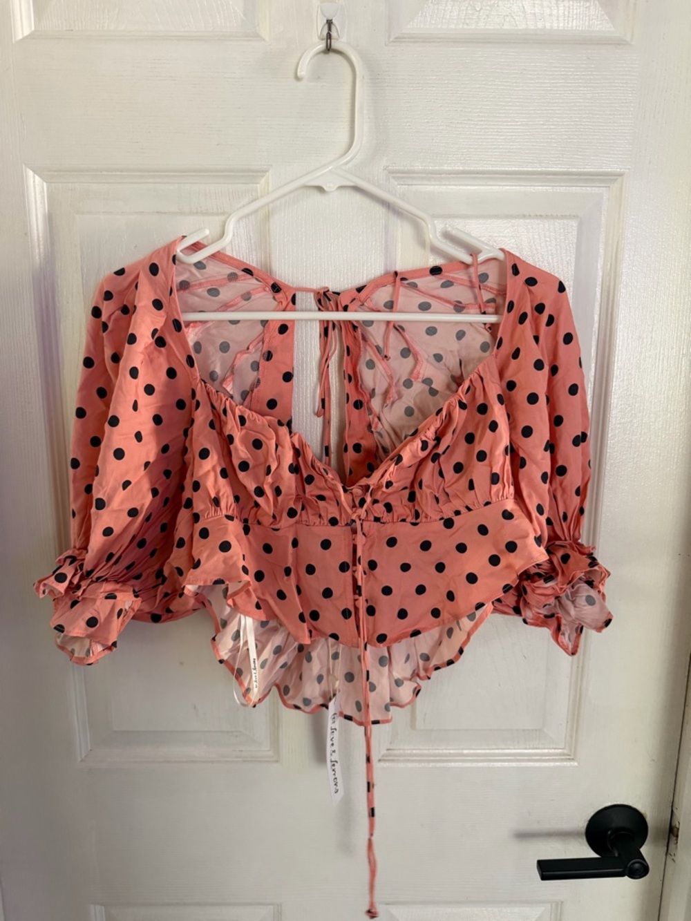 For Love & Lemons Keeley Crop Top Pink Polka Dot Size Large BRAND NEW W/ TAGS